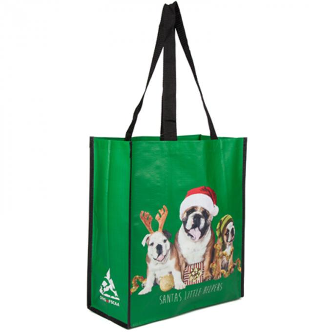 Πράσινες επαναχρησιμοποιήσιμες τσάντες Tote πολυπροπυλενίου με στερεό σχοινί τριών το όμορφο σκυλιών